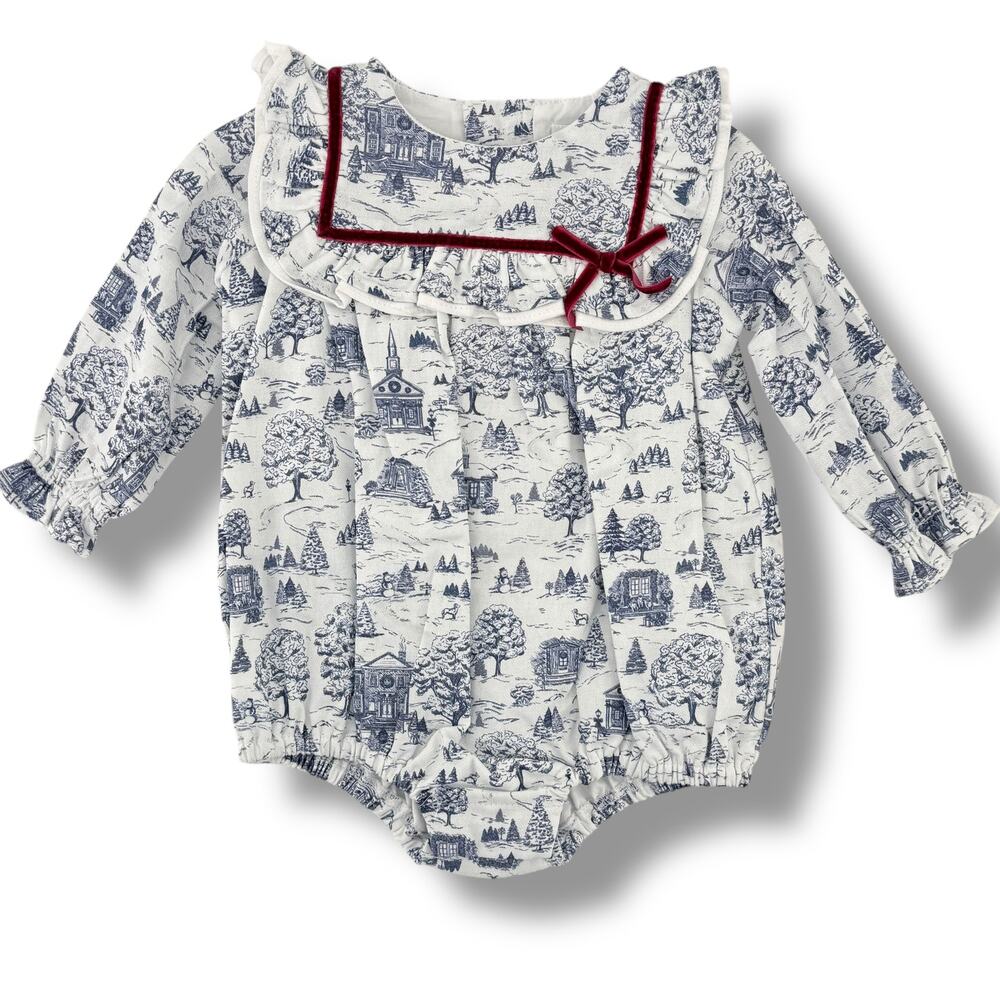 Edgehill Collection Darby Fallon Clark Ansley Winter Toile Romper Girls Sz 12m